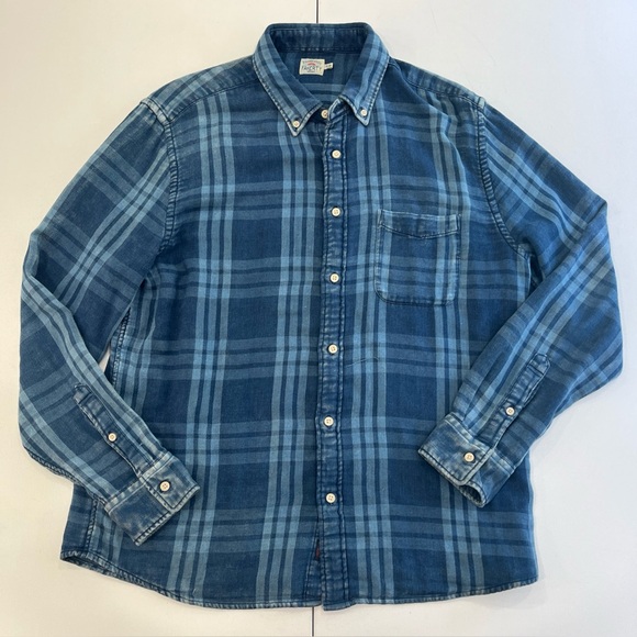 SOLD Faherty Flannel Shirt Plaid Button Up Long Sleeve Blue Heavy Soft Men’s XL - Picture 1 of 16